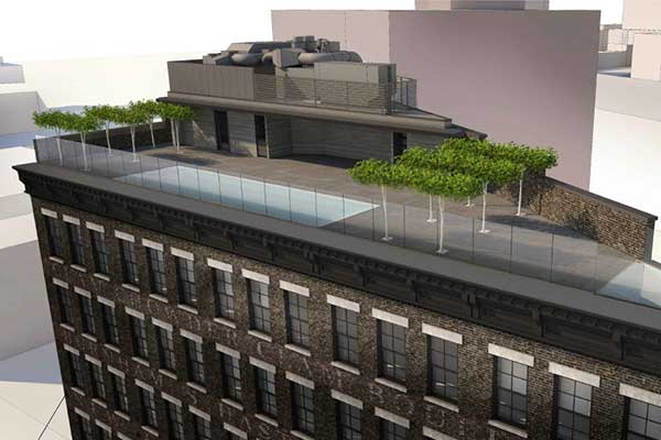 rooftop additions, facade alterations, and sidewalk replacement